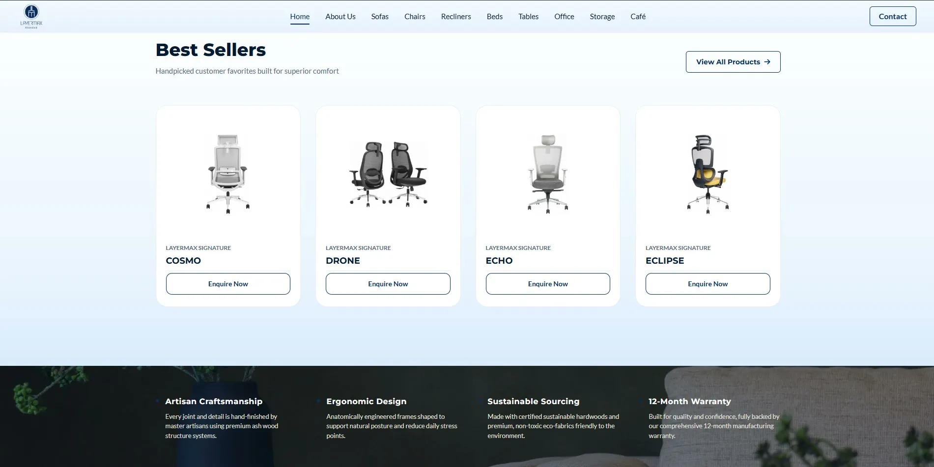 Layermax website designed and built by Red Dot Consultancy, screen 2