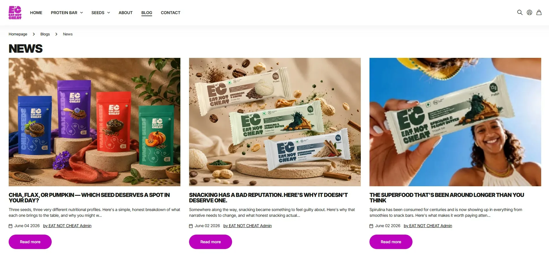 Eat Not Cheat website designed and built by Red Dot Consultancy, screen 3