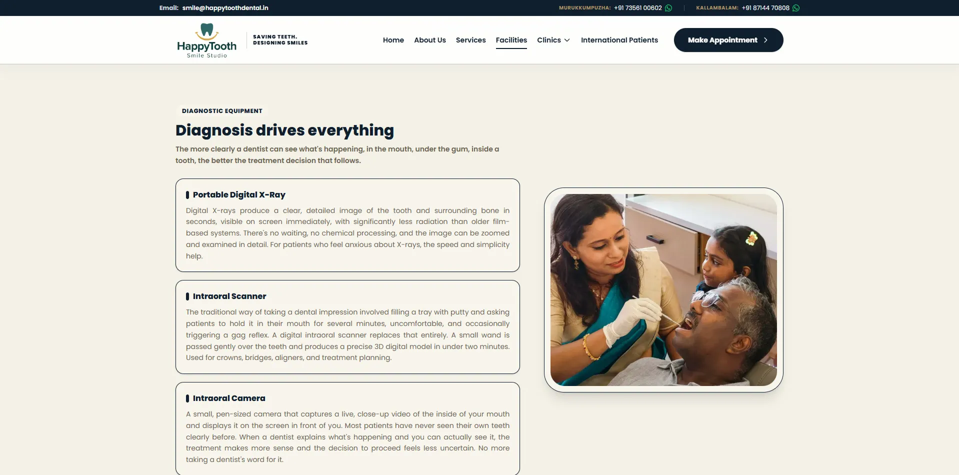 HappyTooth Dental website designed and built by Red Dot Consultancy, screen 3