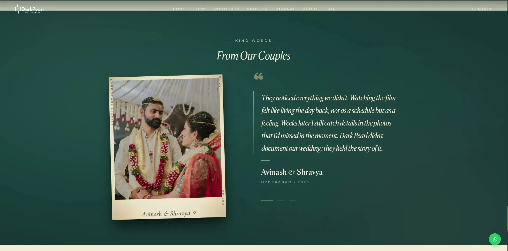 DarkPearl Photography website designed and built by Red Dot Consultancy, screen 4